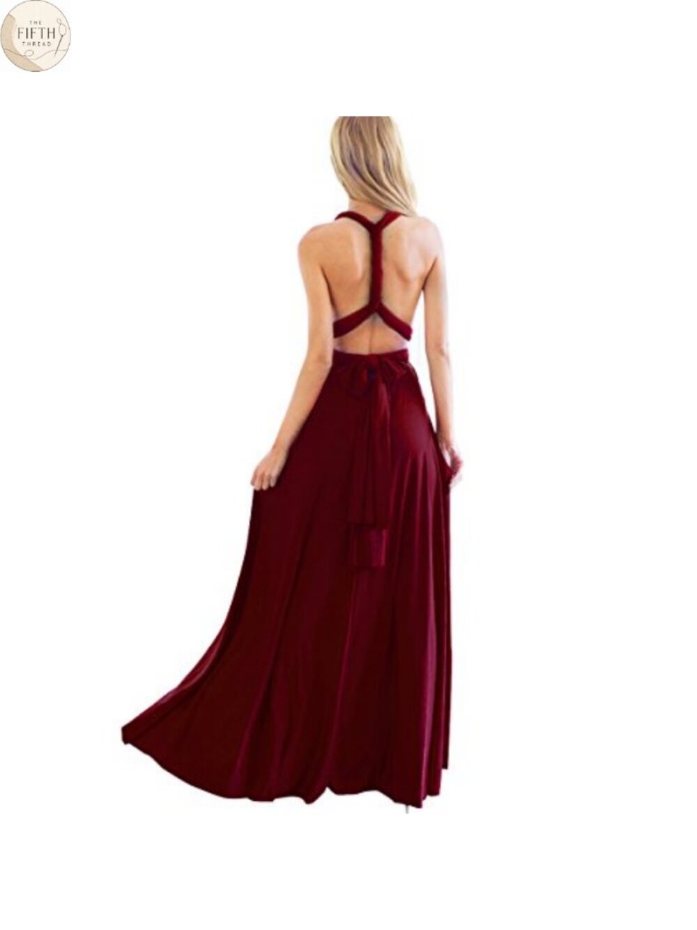 Women's Convertible Multi Way Maxi Dress Halter Spaghetti Strap Formal Gown